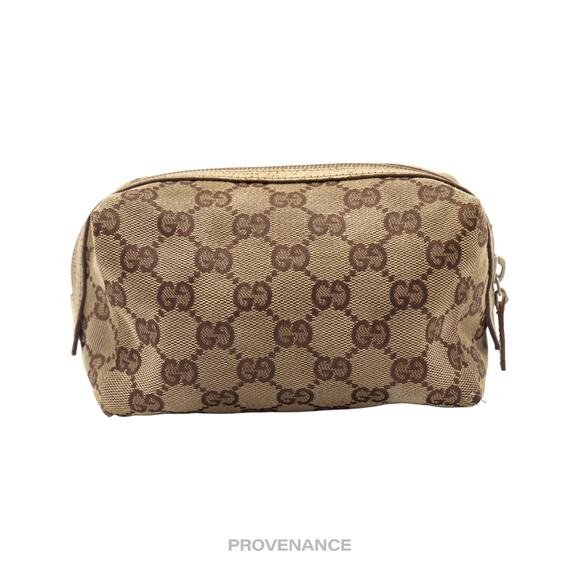 🔴 Gucci GG Canvas Zip Pouch - Brown  Ivory - Picture 1 of 10